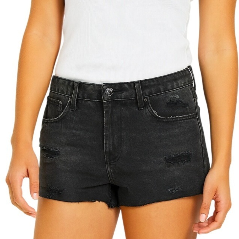 KanCan Women's Black Distressed Denim Jean Shorts Size M Streetwear Ripped